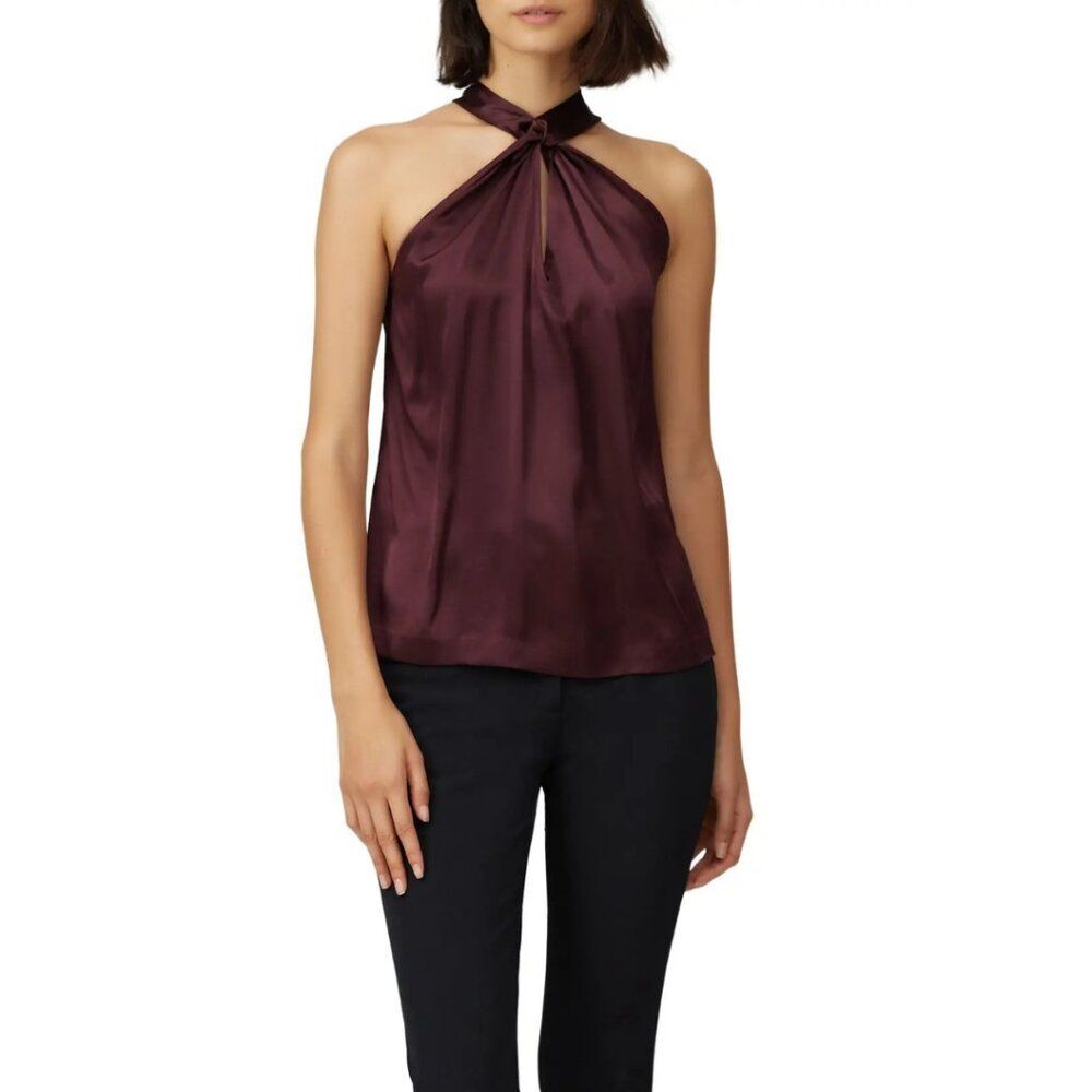 Parker Dallas Halter Top Silk Maroon NWT Size Small Summer Resort Party
